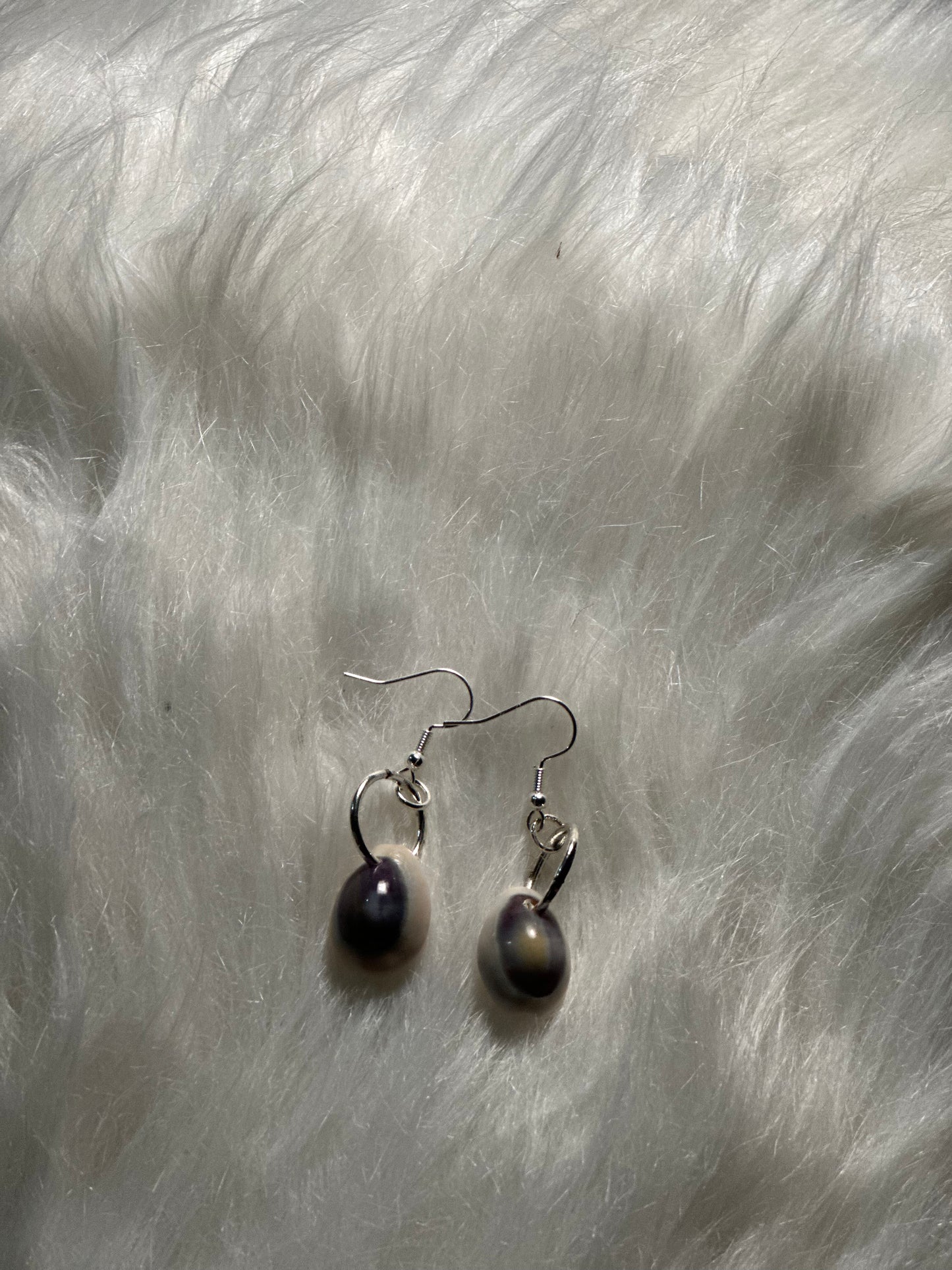 Purple Cowrie Shell Earrings