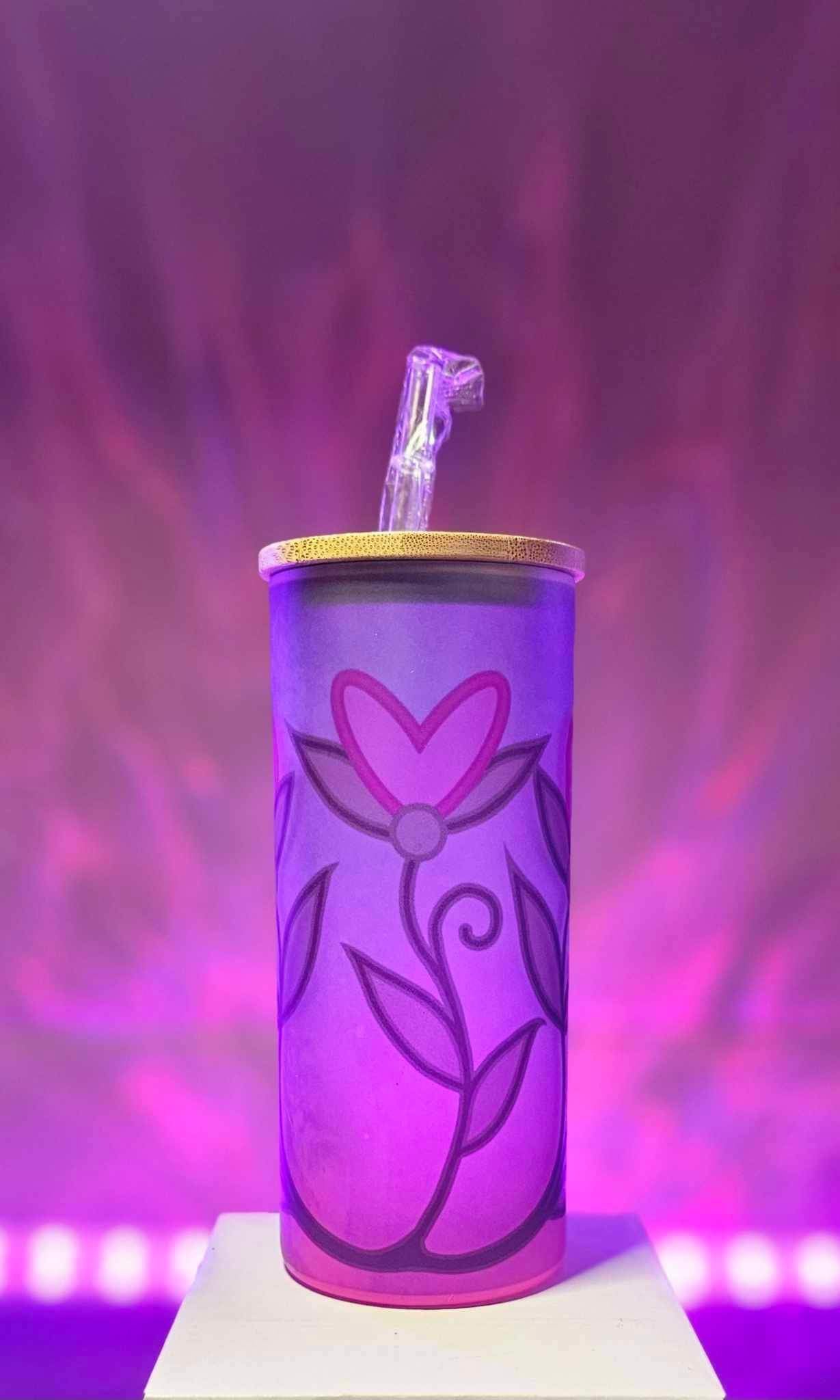 Pink Frosted glass cup
