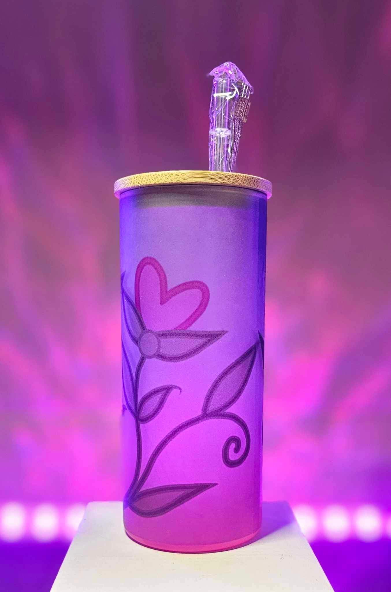Pink Frosted glass cup