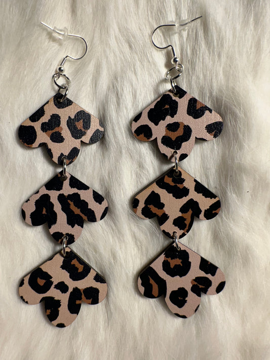 3 tier wooden earrings