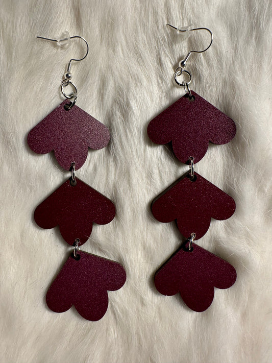 3 tier wooden earrings