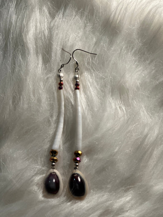 Dentallium and Cowrie Shell Earrings