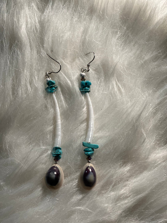 Dentallium and Cowrie Shell Earrings