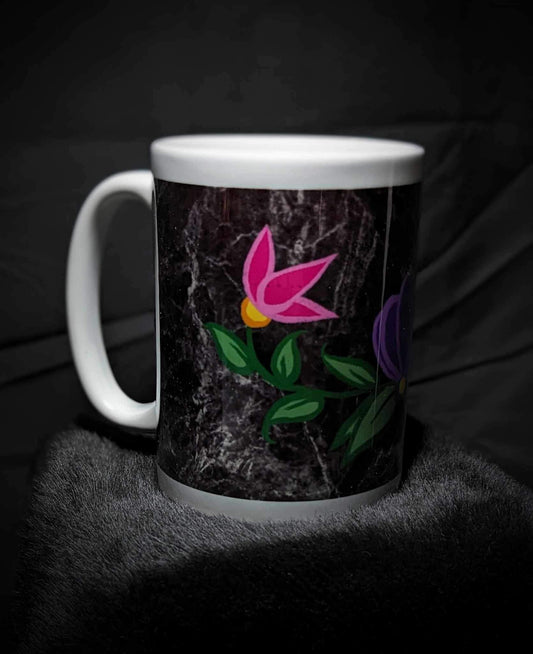 15 oz Coffee Mugs with Floral Design