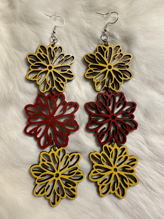 Wood floral earrings