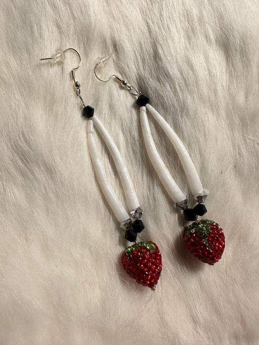 Strawberry and dentalium earrings