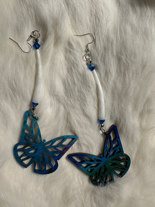 Dentalium butterfly earrings