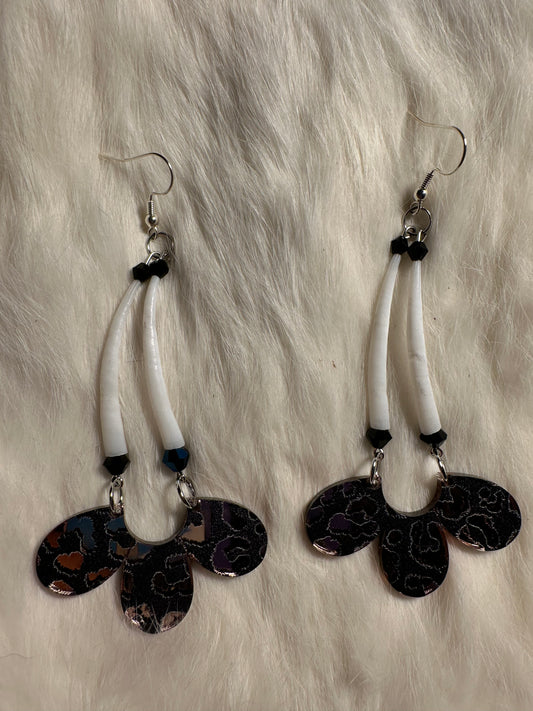 Acrylic and dentalium earrings