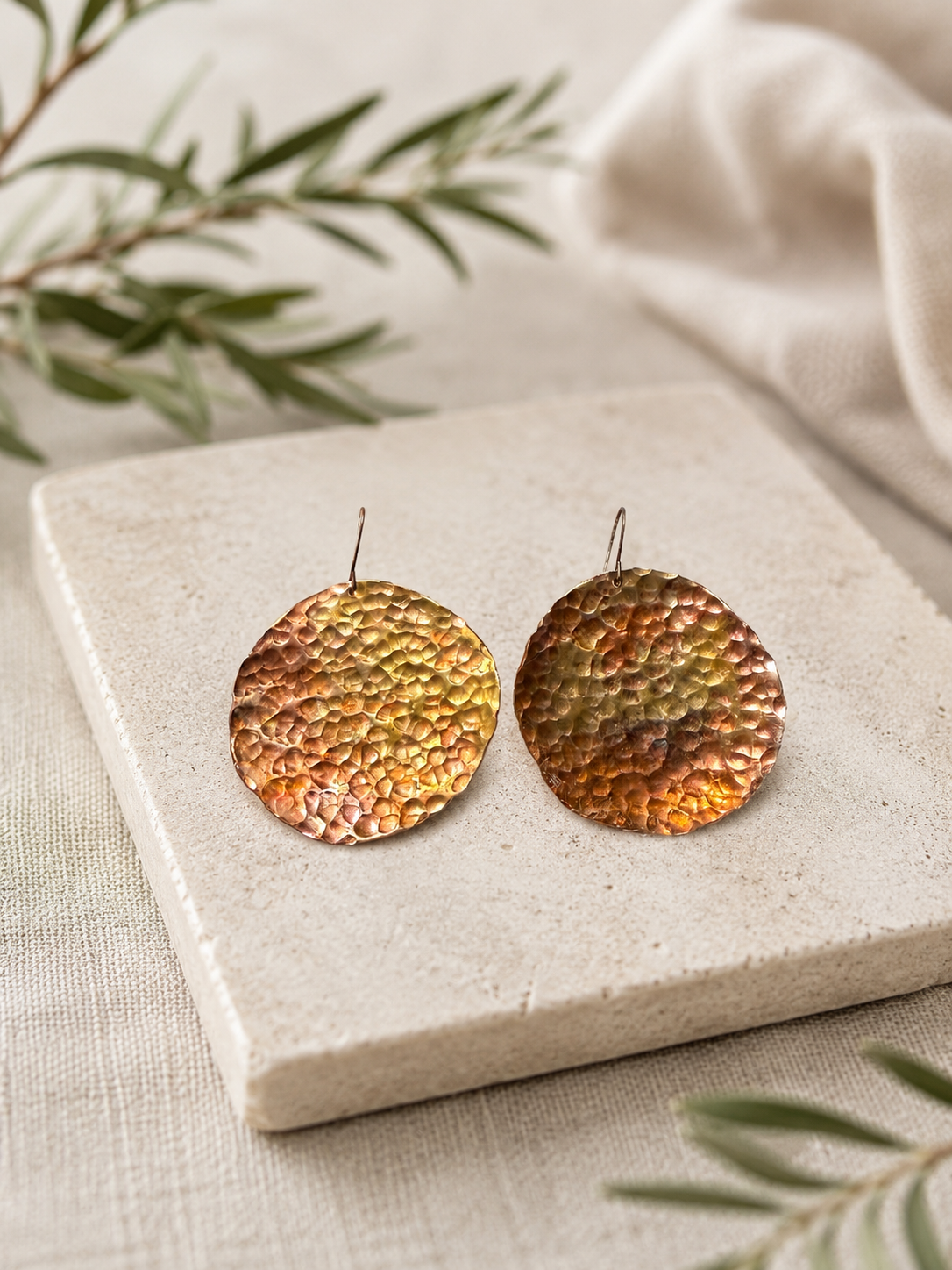 Copper Round Earrings