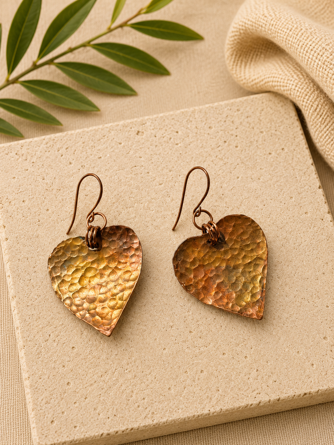 Copper Heart Earrings